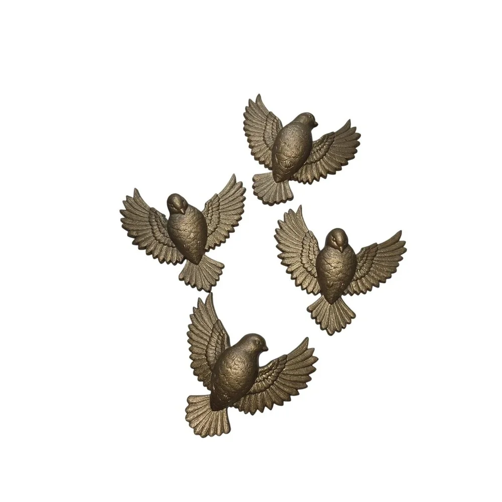 Vintage Homco Gold Plastic Bird Wall Figurines Set 4 Retro Decor Small‎ Birds